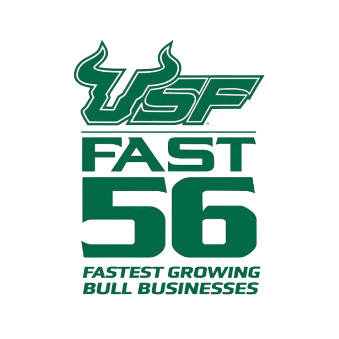 University of South Florida USF Fast 56 Fastest Growing Bull Businesses award badge recognizing Drummond Carpenter as one of the fastest growing businesses in the Tampa Bay region