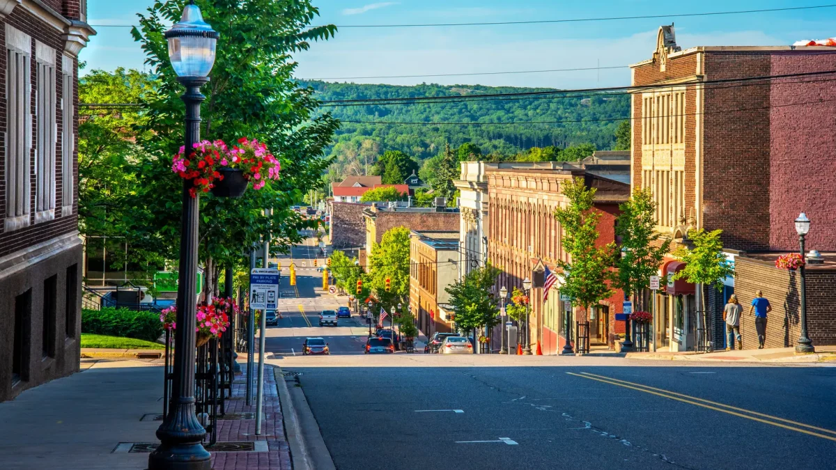 Historic downtown main street in a small community served by Drummond Carpenter's environmental engineering team